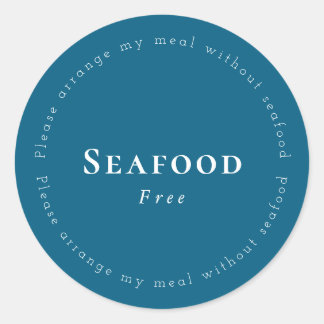 Pegatina Redonda Seafood-Free Request Sticker, Navy - White