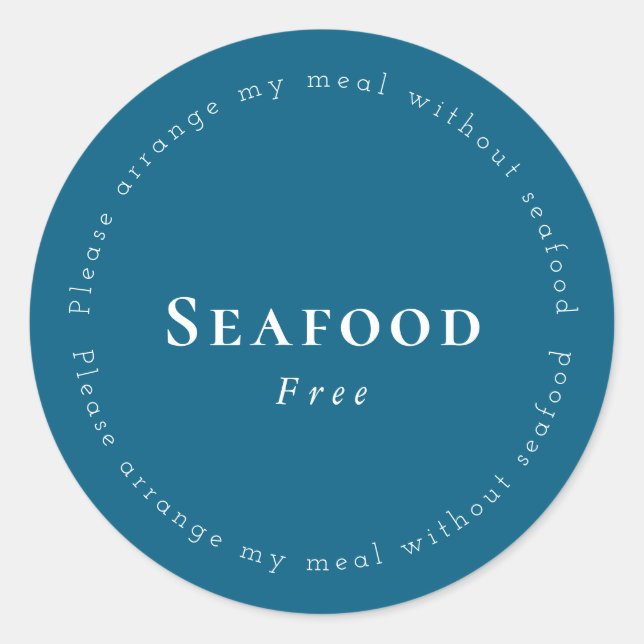 Pegatina Redonda Seafood-Free Request Sticker, Navy - White (Anverso)