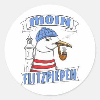 Pegatina Redonda Seagull Moin Flitzpiepen