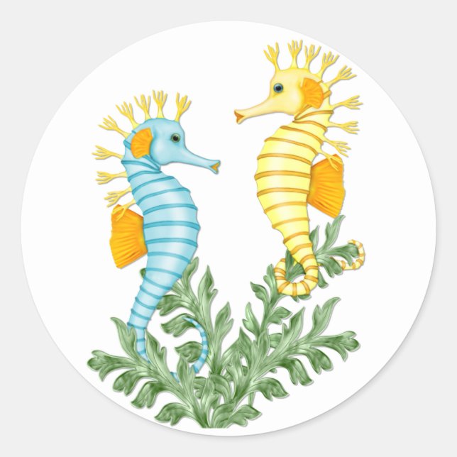Pegatina Redonda Seahorse Fantasy (Anverso)