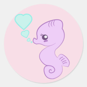 Pegatina Redonda Seahorse lindo del bebé