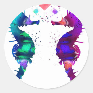 Pegatina Redonda Seahorse, Seahorse en amor
