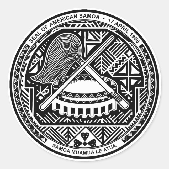 Pegatina Redonda Seal of American Samoa  (Anverso)