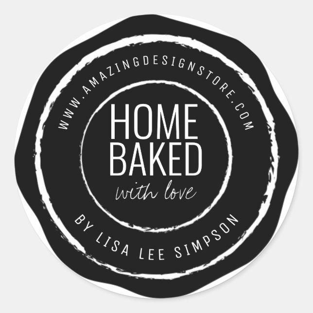 Pegatina Redonda Seal Stamp Home Baked Rustic (Anverso)