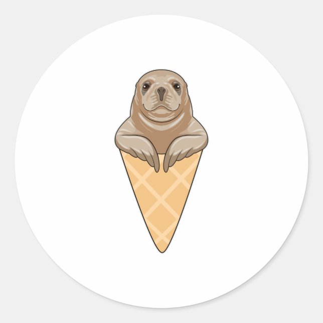 Pegatina Redonda Seal with Ice cream cone (Anverso)