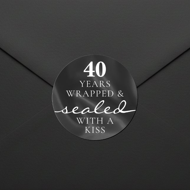 Pegatina Redonda Sealed with a Kiss Black 40th Birthday Anniversary (Subido por el creador)
