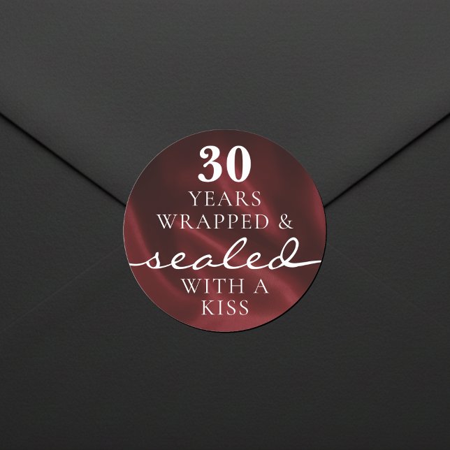 Pegatina Redonda Sealed with a Kiss Red 30th Birthday Anniversary (Subido por el creador)