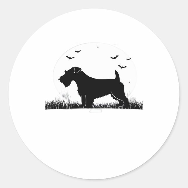 Pegatina Redonda Sealyham Terrier Dog � Halloween Moon Silhouette O (Anverso)