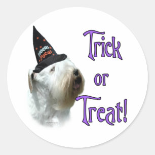 Pegatina Redonda Sealyham Terrier Trick