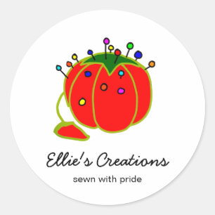 Pegatina Redonda Seamstress Red Pin Cushion Seamstress