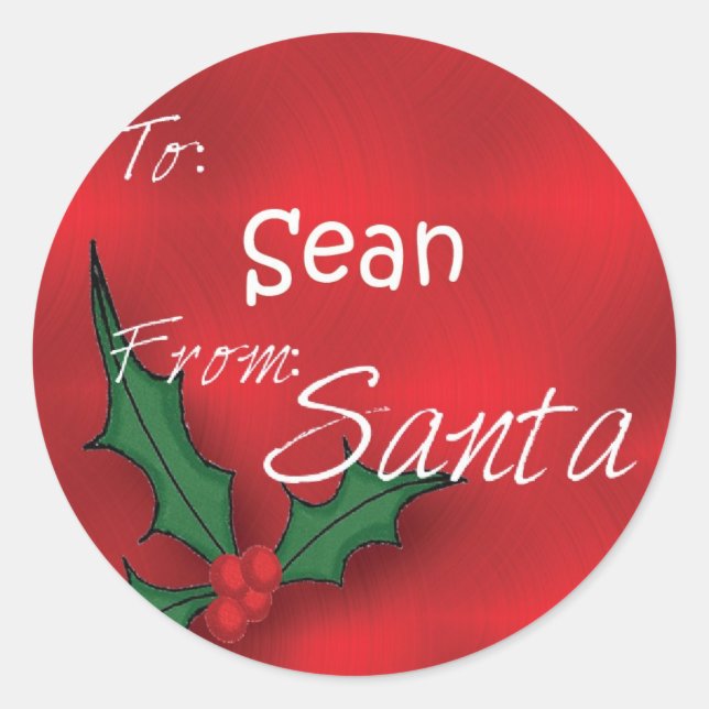 Pegatina Redonda Sean Personalized Holly Label110 (Anverso)
