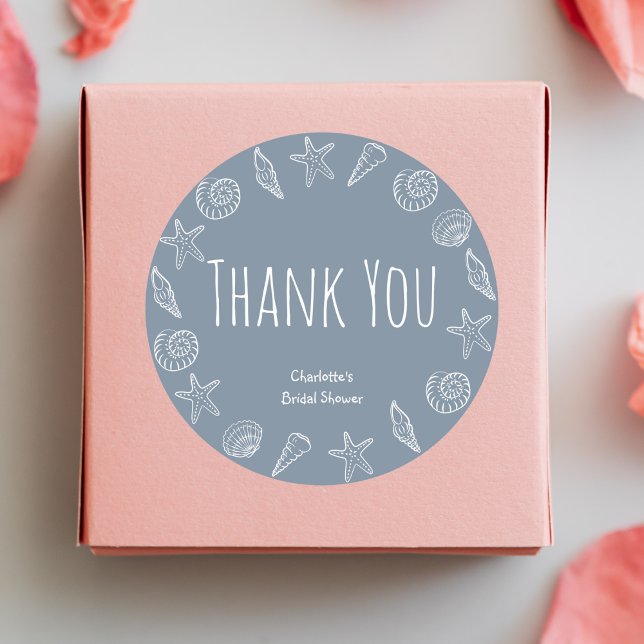 Pegatina Redonda Seasheles y Star Fish Bridal Shower (Subido por el creador)