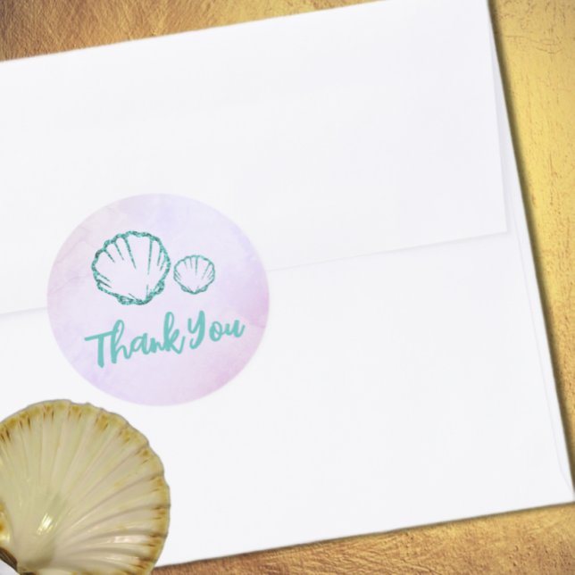 Pegatina Redonda Seashell Baby Shower (Subido por el creador)