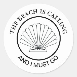 Pegatina Redonda Seashell Beach llama Personalizado