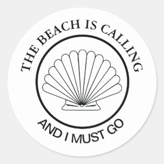 Pegatina Redonda Seashell Beach llama Personalizado