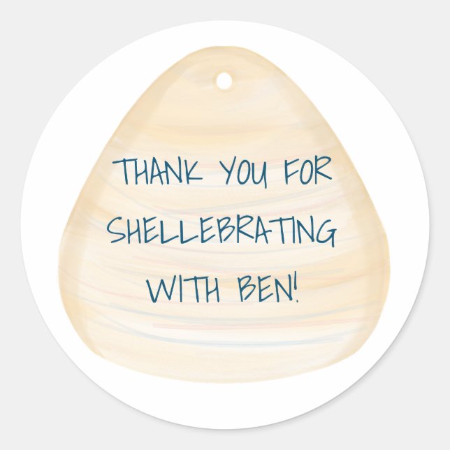 Pegatina Redonda Seashell Gracias A Los Pegatinas Del Partido Temát (Anverso)