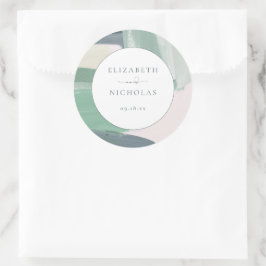 Pegatina Redonda Seaside Ocean Glass | Boda Monograma