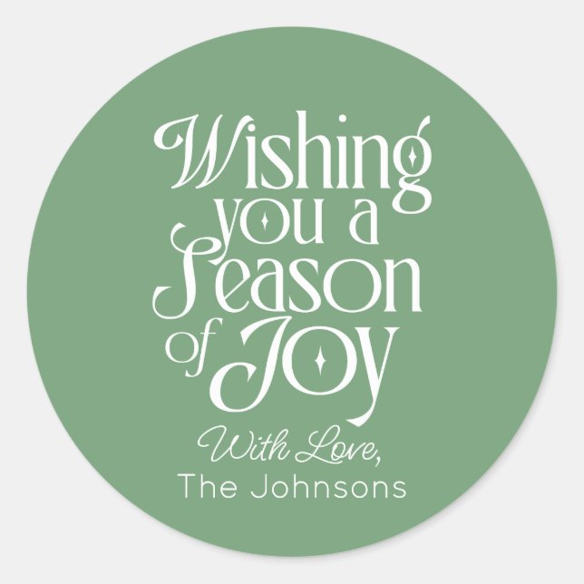 Pegatina Redonda Season of Joy Holiday Sticker Personalized (Anverso)