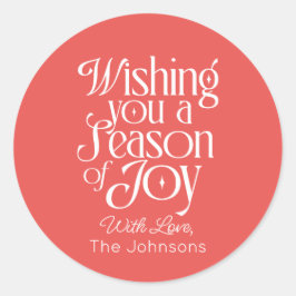 Pegatina Redonda Season of Joy Holiday Sticker Personalized