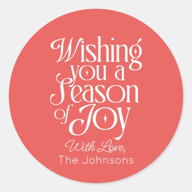 Pegatina Redonda Season of Joy Holiday Sticker Personalized (Anverso)