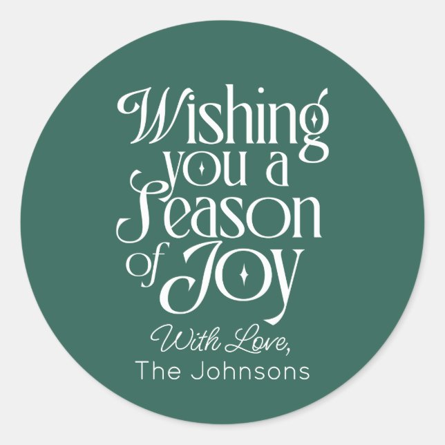 Pegatina Redonda Season of Joy Holiday Sticker Personalized (Anverso)