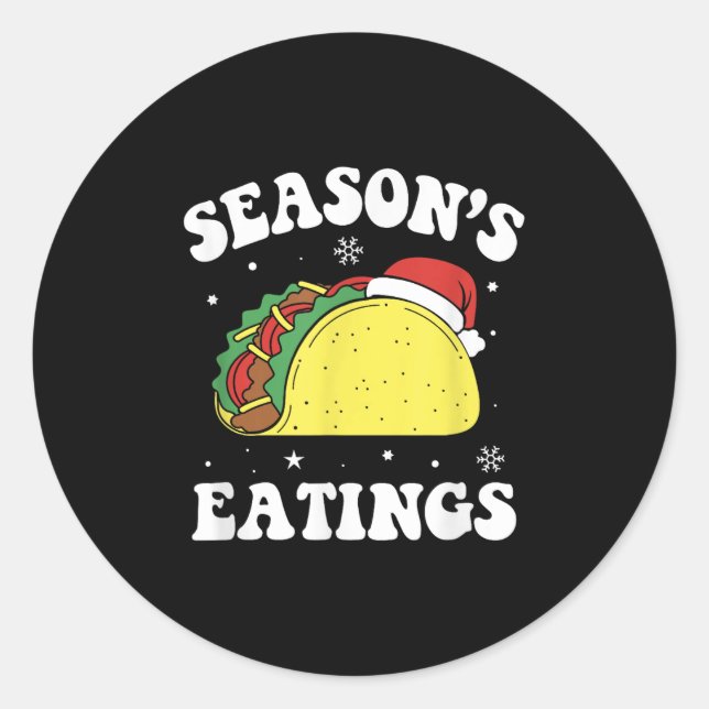 Pegatina Redonda Season's Eatings Funny Christmas Taco Lover  (Anverso)