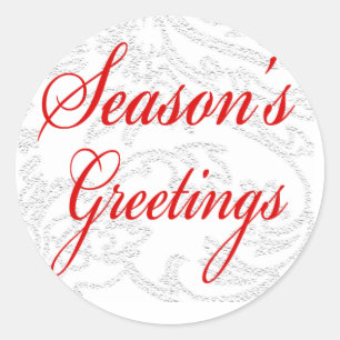 Pegatina Redonda Seasons Greetings Navidades Fiestas