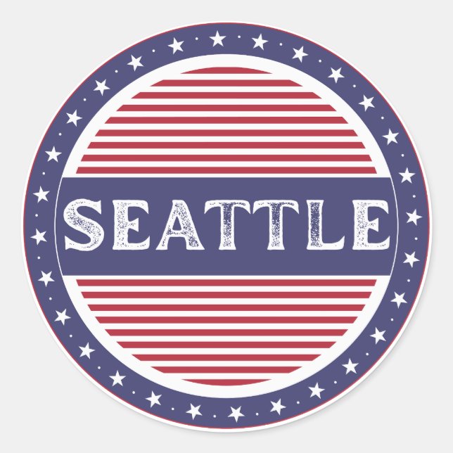 Pegatina Redonda Seattle City Pride Emblem – American Identity (Anverso)