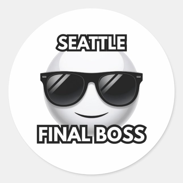 Pegatina Redonda Seattle Final Boss Cool Emoji Sticker (Anverso)