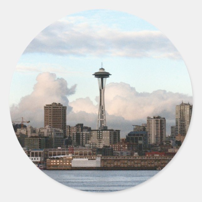 Pegatina Redonda Seattle Washington (Anverso)