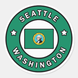 Pegatina Redonda Seattle Washington