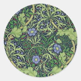 Pegatina Redonda Seaweed art nouveau design by William Morris