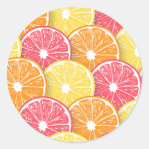 Pegatina Redonda Secciones de pomelo