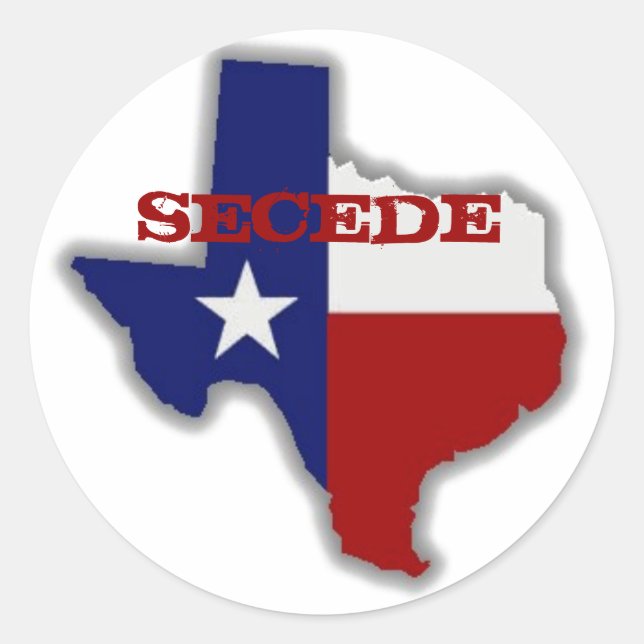Pegatina Redonda Secede Texas (Anverso)