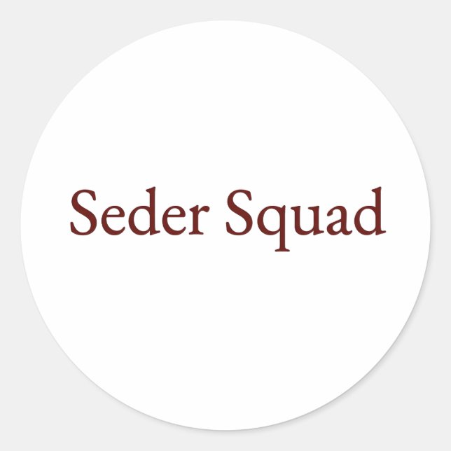 Pegatina Redonda Seder Squad Sticker, Passover Sticker, Jewish (Anverso)