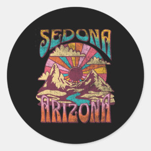 Pegatina Redonda Sedona Arizona Naturaleza Senderismo Montañas Al A