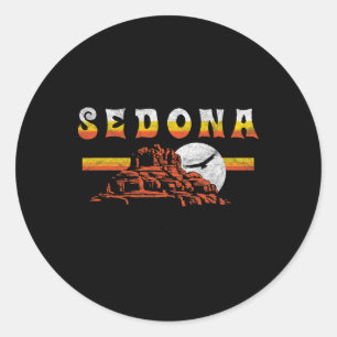 Pegatina Redonda Sedona Arizona Vintage Bell Rock Senderismo Angust