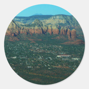 Pegatina Redonda Sedona y Coffee Pot Rock desde arriba