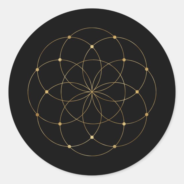 Pegatina Redonda Seed of Life Sacred Geometry  (Anverso)