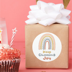 Pegatina Redonda Seguir eligiendo la alegría motivación del arcoiri