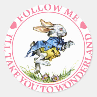 PEGATINA REDONDA SEGUIRME - ¡TE LLEVARÉ A WONDERLAND!