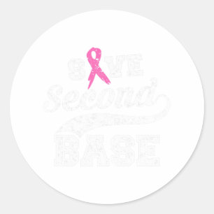 Pegatina Redonda Segunda base Cinta rosa Concienciación sobre el Cá