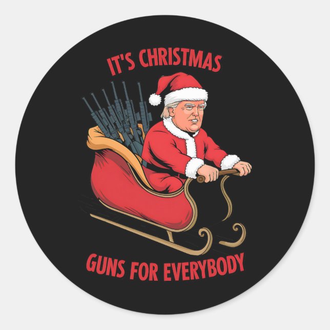 Pegatina Redonda Segunda enmienda a Trump como Navidades de Santa M (Anverso)