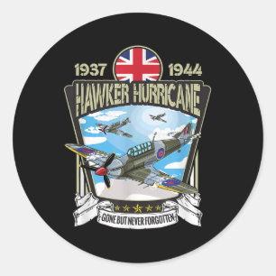 Pegatina Redonda Segunda Guerra Mundial Combate Huracán de Hawker