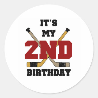 Pegatina Redonda Segundo cumpleaños de hockey