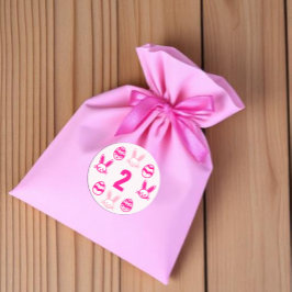 Pegatina Redonda Segundo cumpleaños de Pascua Rosa