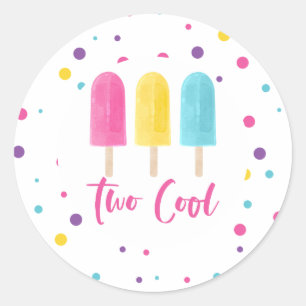 Pegatina Redonda Segundo cumpleaños de Rainbow Pop Two Guay