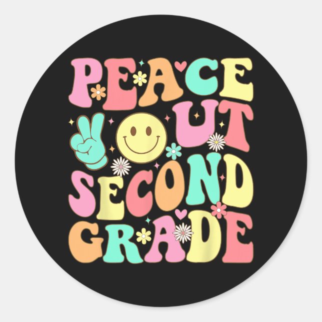 Pegatina Redonda Segundo Grado Groovy 2º Grado El Último Día De Sch (Anverso)