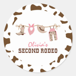 Pegatina Redonda Segundo Rodeo Vaquero Occidental Cumpleaños 2