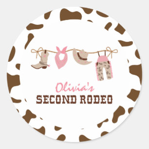 Pegatina Redonda Segundo Rodeo Vaquero Occidental Cumpleaños 2